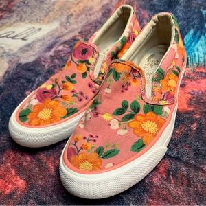💛 Keds x Rifle Paper Co. Pink Vintage Blossom Slip-Ons Size 6.5